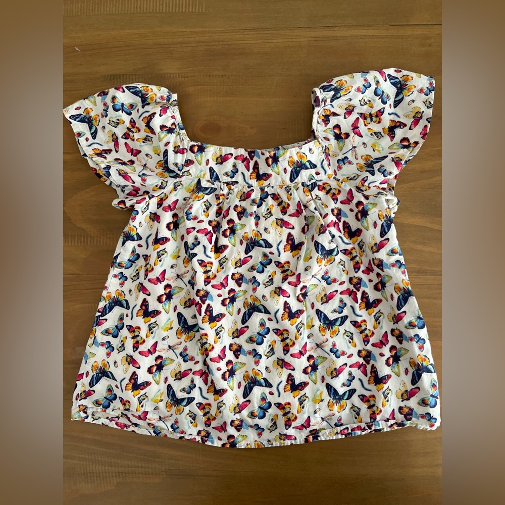Gap Kids Multicolor Butterfly Printed Babydoll Blouse Girl’s Size 4-5